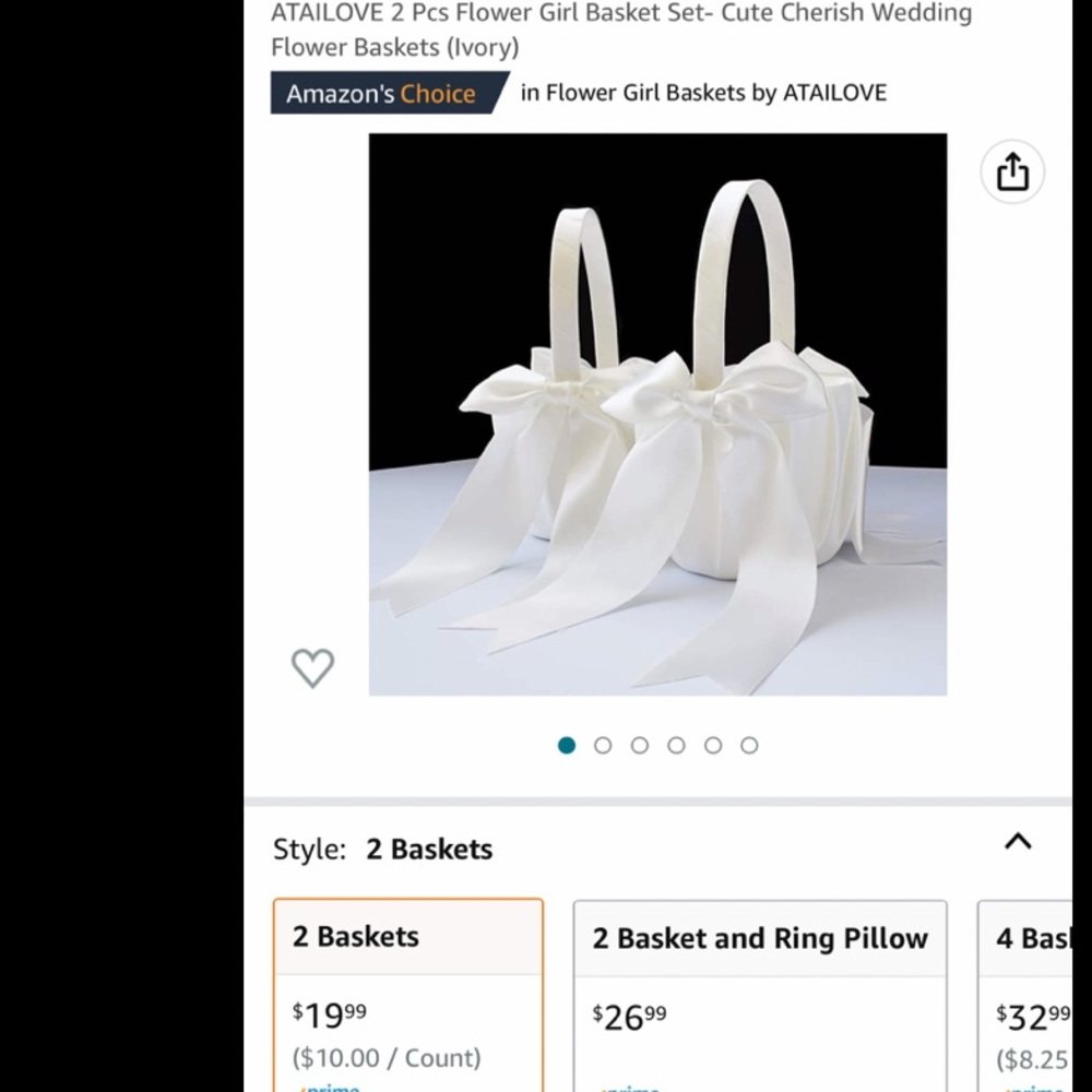 2pc flower girl ivory basket